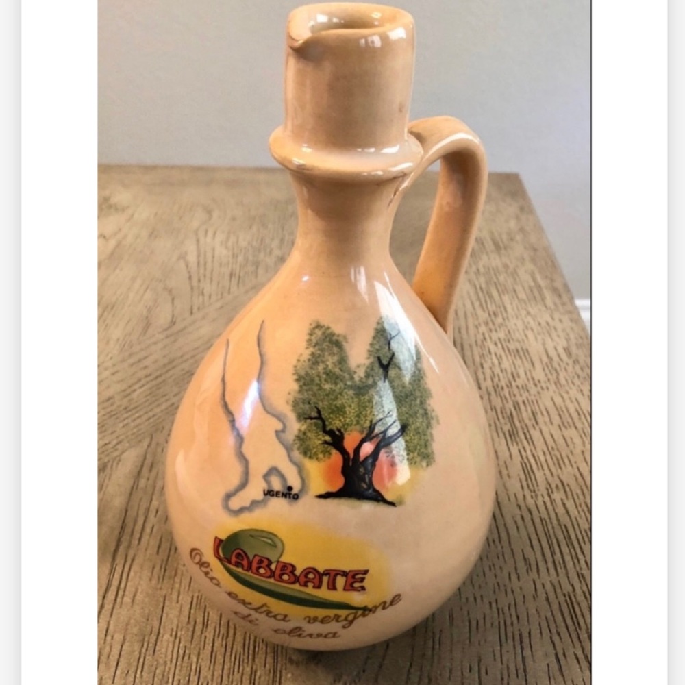 VINTAGE ITALIAN EARTHENWARE OLIVE OIL BOTTLE